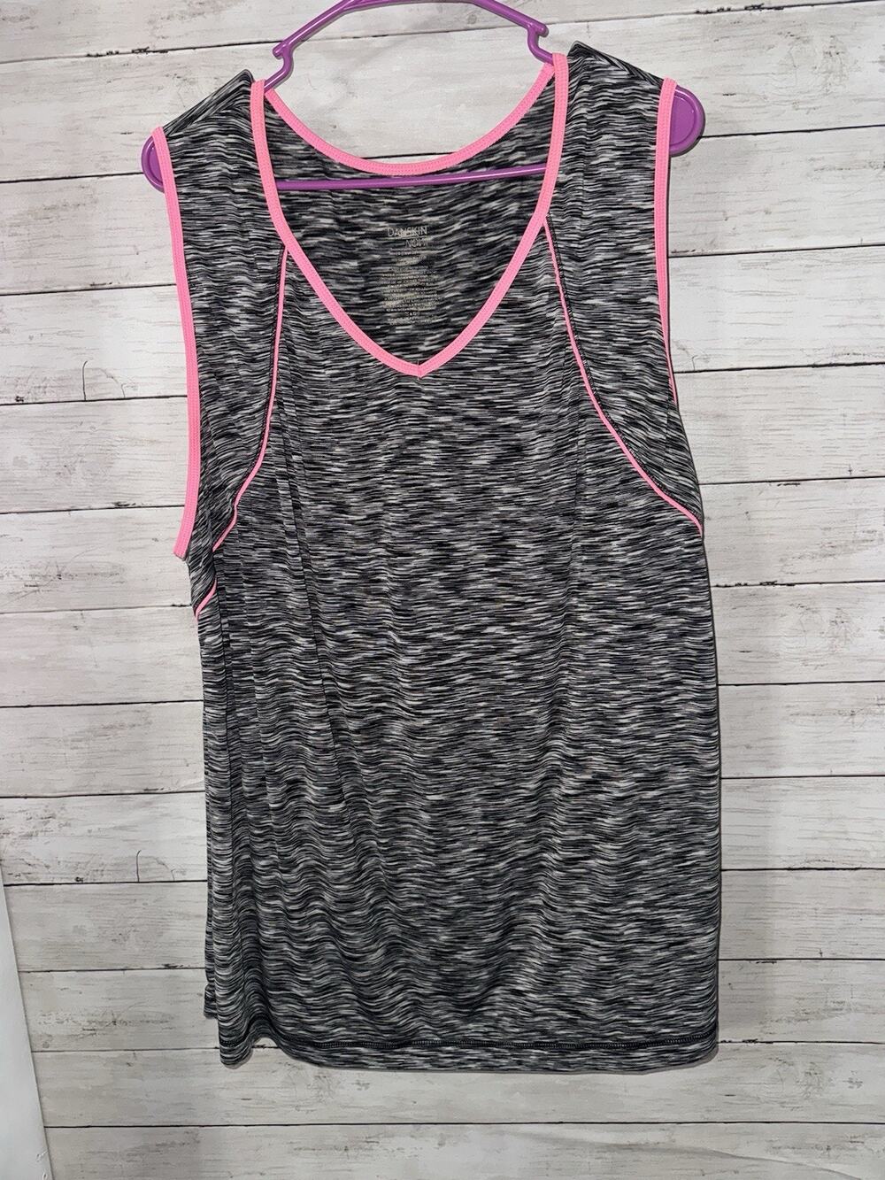Danskin Women's Plus Size Gray Pink Active Dry Fit Tank Top Size 2X 18/20 EUC